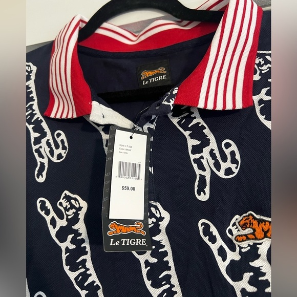 NWT Le Tigre All Over Print Navy Polo - Picture 6 of 10